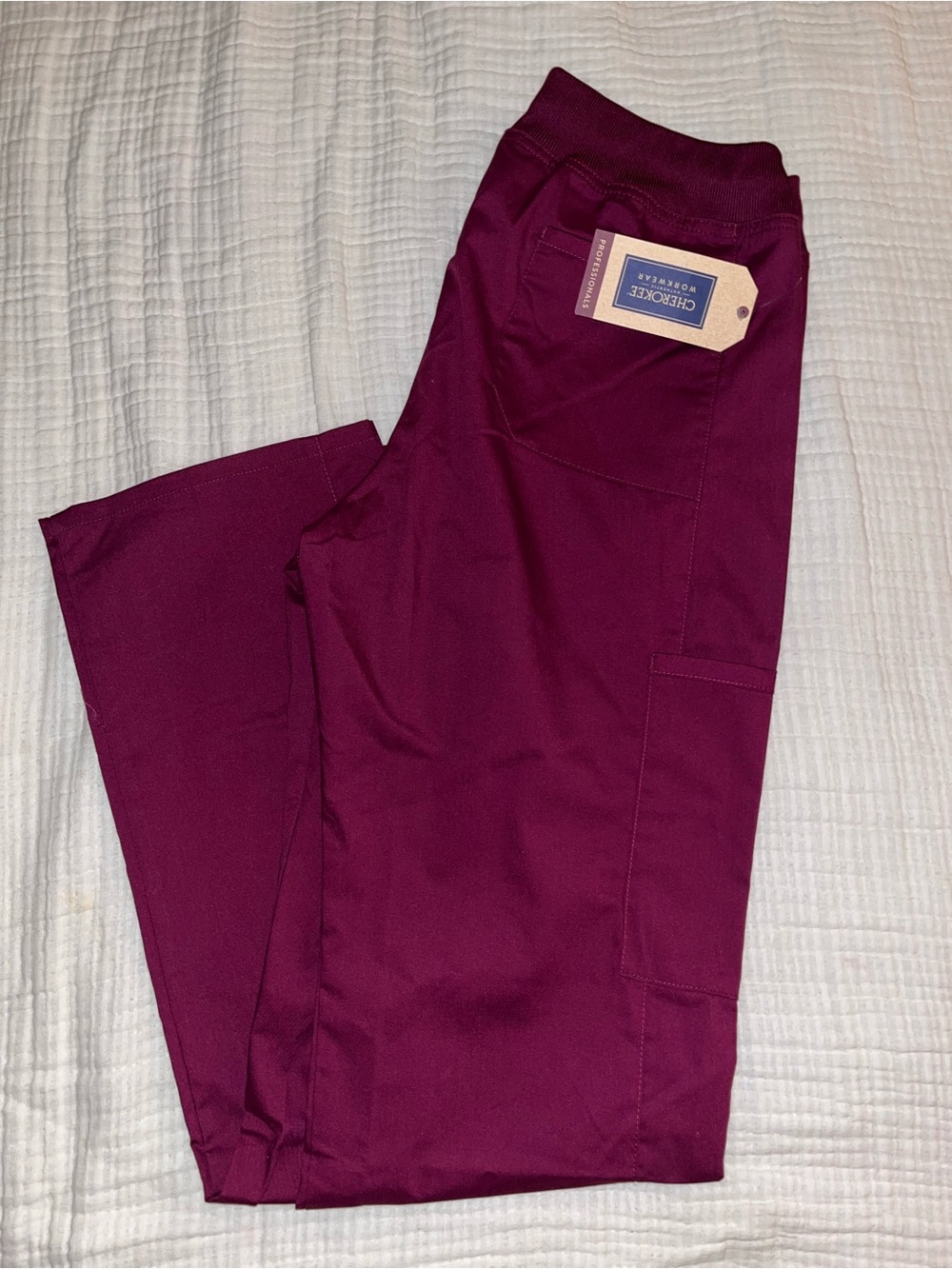 Cherokee Women's Elastic Waistband Cargo Pull-On Scrub Pant - TALL